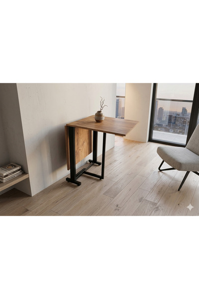 Lunova Home Açılır Masa Balkon Masası Mutfak Masası Sehpa Ahşap Masa Metal Ay...