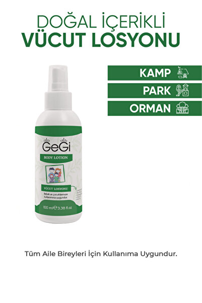 GEGİ Vücut Losyonu Sprey Doğal Tüm Vücut Tüm Aile İçin 100ml