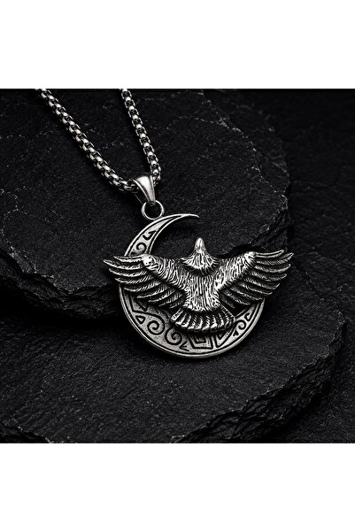 voyageaccessory Gothic Style Power Symbol Stainless Steel Crescent Moon Men's...