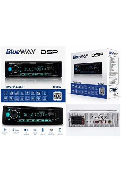 Blueway DSP İŞLEMCİLİ, 6RCA ÇIKIŞLI, USP,BLUETOOTH, AUX VE 7 RENKLİ OTO TEYP