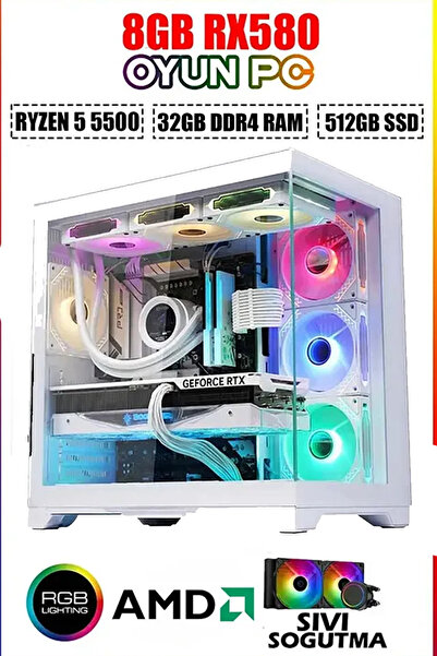 Dmc N279 Windows 11 Ryzen 5 5500,32GB RAM,512GB M2 SSD,8GB RX580 Sıvı soğutma...