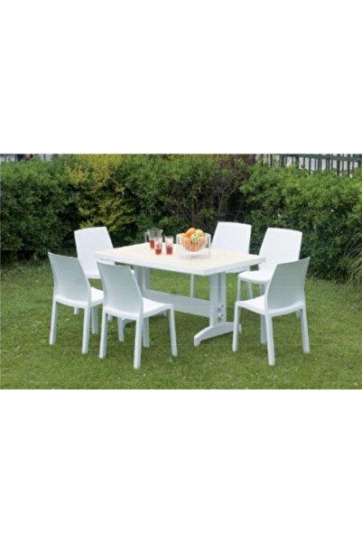 Papatya Prestige Plastik Masa Beyaz - 80x140 Bahçe Balkon Masası