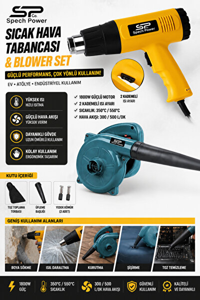 Spech Power 2 Kademeli 2400 Watt Sıcak Hava ve Toz Torbalı Hava üfleme Emme M...