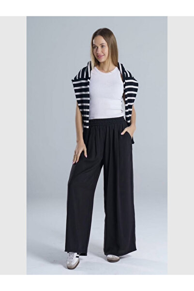 MODA Women's Silky Soft Flowy Fabric Elastic Waist Extra Loose Wide Leg Wide ...
