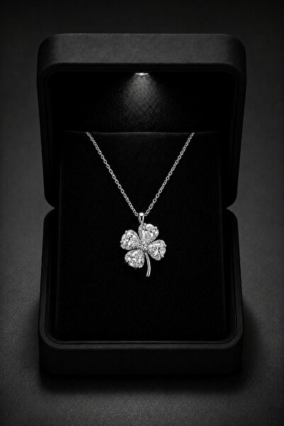 ÇEKİRDEK JEWELRY 925 Ayar Gümüş Yonca Kolye – Zirkon Taşlı Şans Yoncası Kolye...
