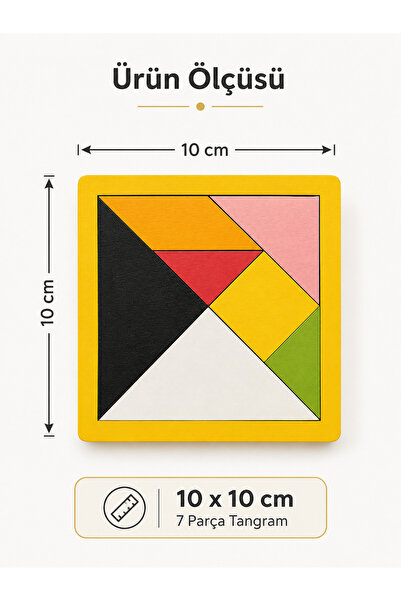 Genel Markalar Wooden Toys Doğal Ahşap Eğitici Oyuncak 7 Parça Orta Tangram