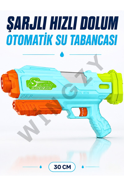 Wingzy Şarjlı Hızlı Dolum Otomatik Su Tabancası 30 cm, Çocuklar İçin Oyuncak ...