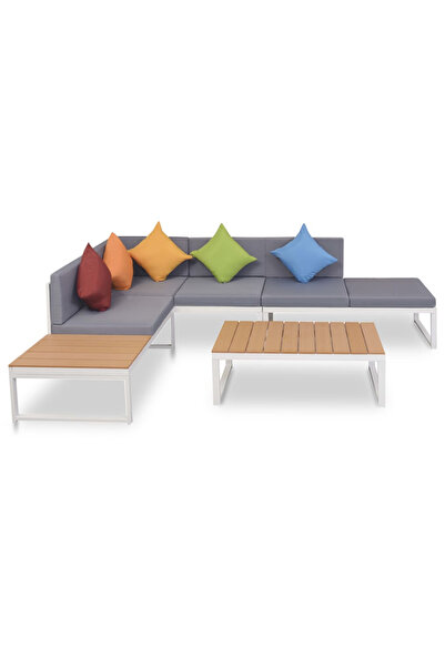 Concept Set mobilier de grădină cu perne, 4 piese, aluminiu și WPC