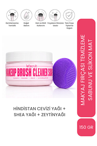 LET'SCRUB Makyaj Fırçası ve Süngerini Temizleme Sabunu + Slikon Mat 150 gr