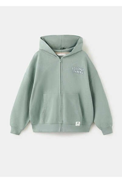 MANGO Kids Fermuarlı pamuklu sweatshirt