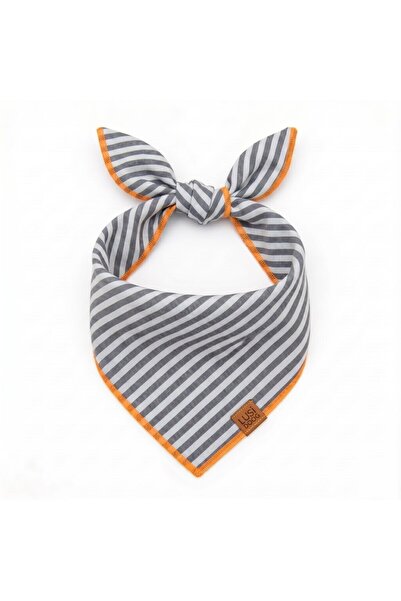 Lusi Doog Striped Dog Scarf - Dog Bandana (SIZE S - M - L) with Orange Detail