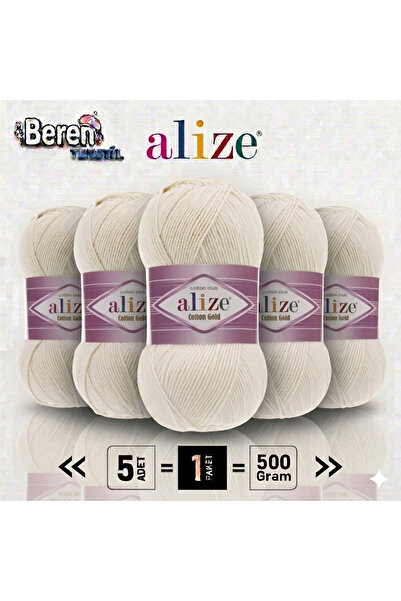 Alize Cotton Gold 5'li 599 Fire de tricotat manual în culoarea pietrei