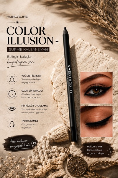 Carmina Huncalife Color Illusion Sürme Göz Kalemi - Siyah - 8690973231192