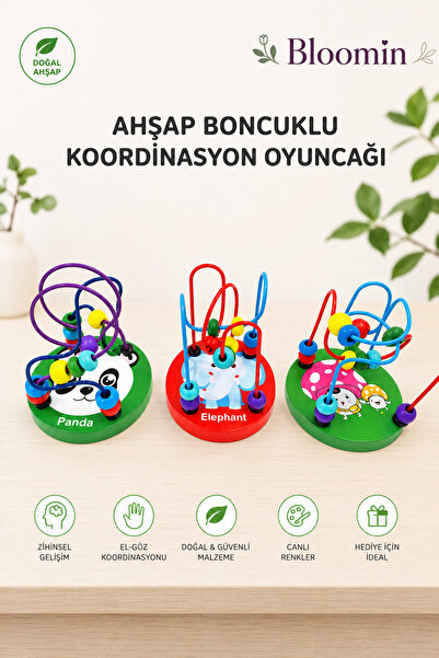 Bloomin Ahşap Koordinasyon Oyunu Eğitici MİNİ Ahşap Helezon Yay Labirent İnce Motor Beceri Geliştirici Bebek Oyuncak