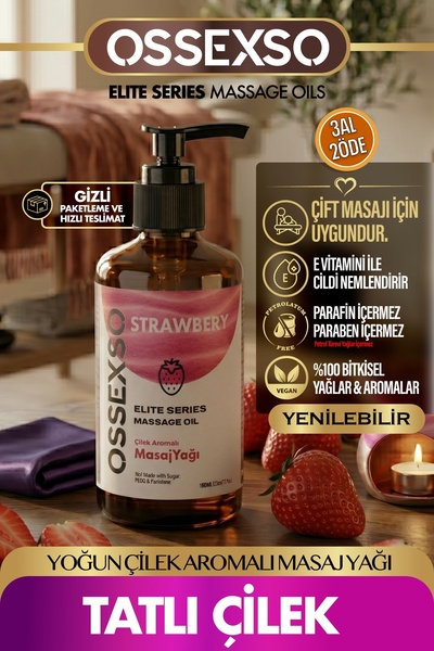OSSEXSO Yenilebilir Doğal Çilekli Afro-Dizyak Etkili Aromaterapi Masaj Yağı 1...