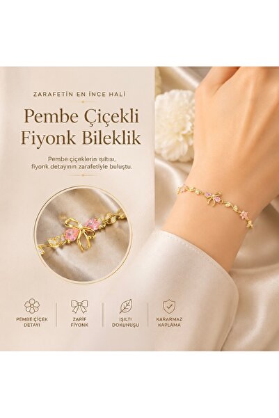 BURCU JEWELRY Rose Fiyonk Gold Bileklik