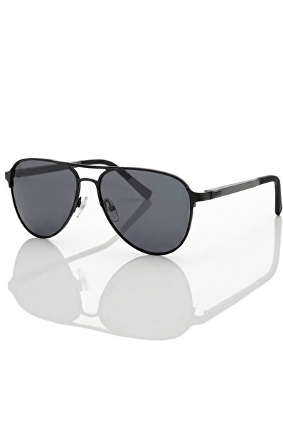 Di Caprio Men's Black Oval Drop Model Polarized Glass Sunglasses