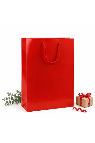 repro design Kırmızı Premium Karton Çanta 35 X 45 X 9 Cm 2 Adet Hediye Poşeti