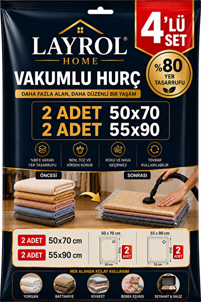 Layrol 4’lü Vakumlu Poşet Set-4 (Vakumlu Hurç)