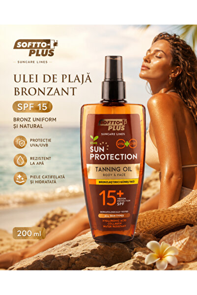 Softto Plus Ulei de Plajă Bronzant cu SPF 15 – 200 ml