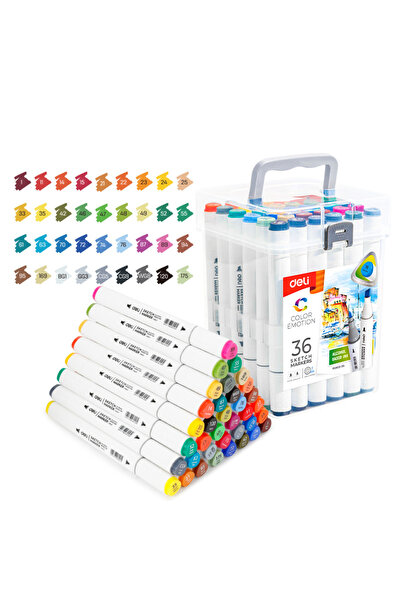 Deli SET DE 36 MARKERE PENTRU SCHIȚAT CU VÂRF DUBLU: ROTUND 1MM / DUBLĂ 7MM, ...