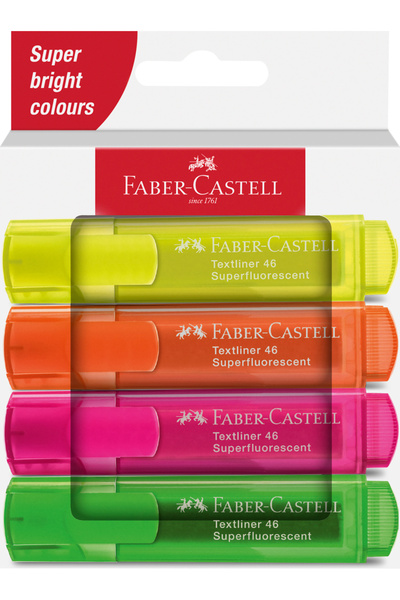Faber Castell SET MARKERE SUPERFLUORESCENTE PENTRU CARTON 4 1546 2024 FABER-C...