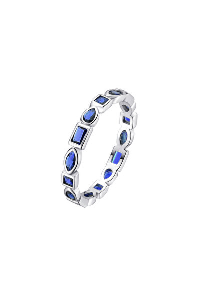 Lisa&Co. Inel Argint Mosaic Blue 54 mm / Argint placat cu rodiu / Zircon alba...