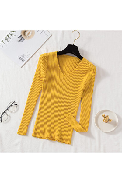 Choice One Size YELLOW Autumn Winter Women Sweaters Casual Long Sleeve Knitte...