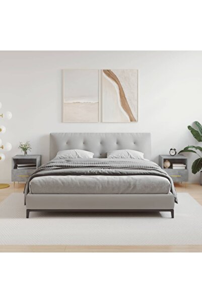 Concept Noptiere, 2 buc., gri beton, 40x35x47,5 cm, lemn compozit