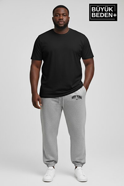 Süperlife Men's Plus Size New York Printed Leg Elasticated Relaxed Fit Jogger...