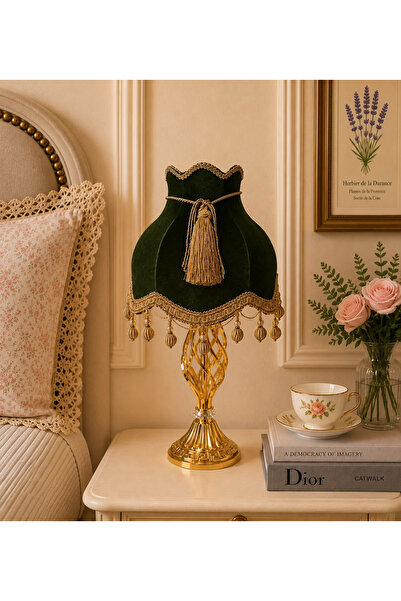 Dekovien Khaki Velvet Covered Gold Embroidered Headboard Metal Twisted Gold L...