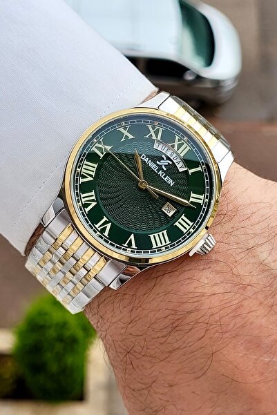 Daniel Klein Kadranı Yeşil Kordonu Sarı Silver Renk 24 Ay Garantili 42 mm Erk...