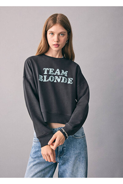 Mango Teen Desenli pamuklu sweatshirt
