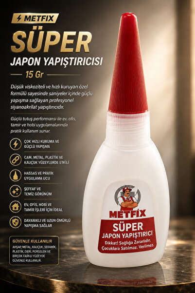 METFİX Süper GÜÇLÜ Japon Yapıştırıcısı 15 Gr Şeffaf Hızlı Kuruyan Çabuk Donar...