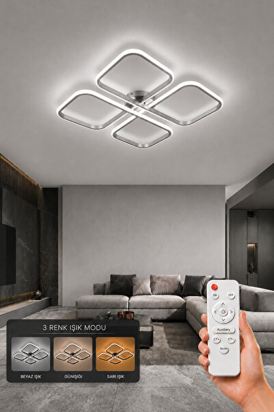 AvizeGO Nuvo LED Plafonyer Avize 3 Renk Kumandalı