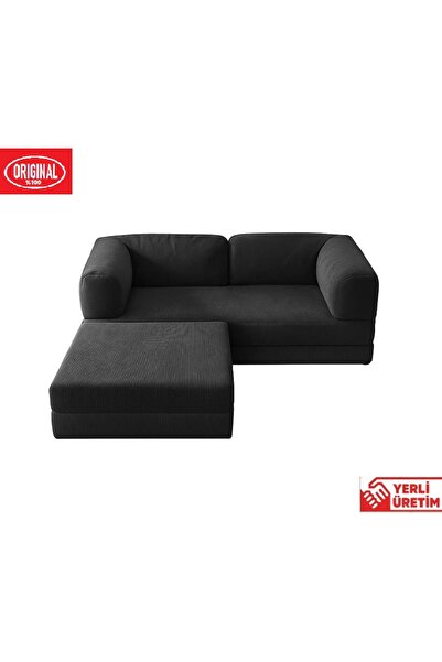 HEREV K160X160 KÖŞE TAKIMI ŞARK KÖŞESİ YATAKLI KANEPE YIKANABİLİR KADİFE KUMAŞ