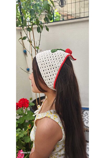 Masalımsı Tasarımlar Kiraz Dolgulu El Örgüsü Bandana
