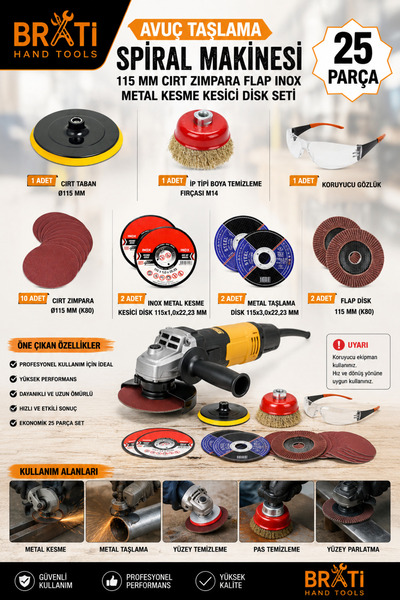 Palm Grinding Spiral Machine 115 Mm Velcro Sander Flap Inox Metal Cutting Cutter Disc Set 25 Pieces