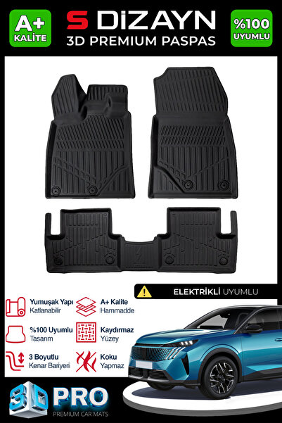S Dizayn S-Dizayn Peugeot 3008 3 Elektrikli 3D Pro Havuzlu Paspas 2024 Üzeri ...