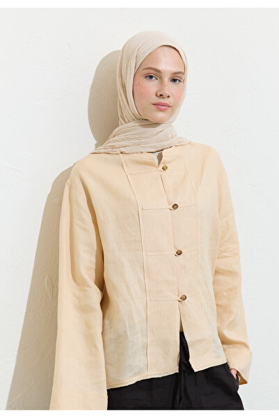 Freshscarfs Peach Smoothıe Pamuklu Keten Şal