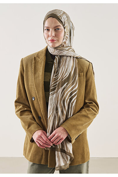 Freshscarfs Șal din ramie cu model de cămilă și zebră sălbatică