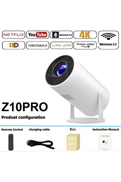 Choice3 EU Plug Z10PRO 2026 HY300 Projector 4K Dual Wifi6 Android 11 Home The...
