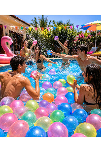 Parti dolabı 500 Adet Karışık Renk Su Balonu (1pkt-500adt) Havuz Parti Etkinliği