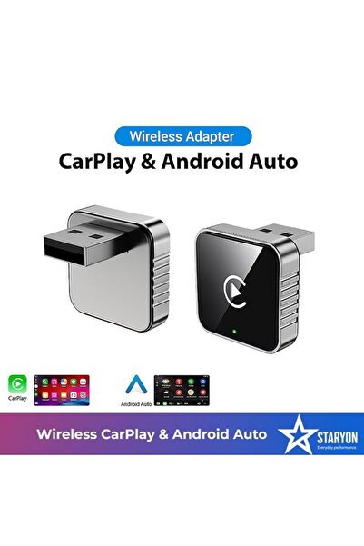 Staryon Adaptor Wireless CarPlay și Android Auto 2-în-1, conexiune rapidă WiF...