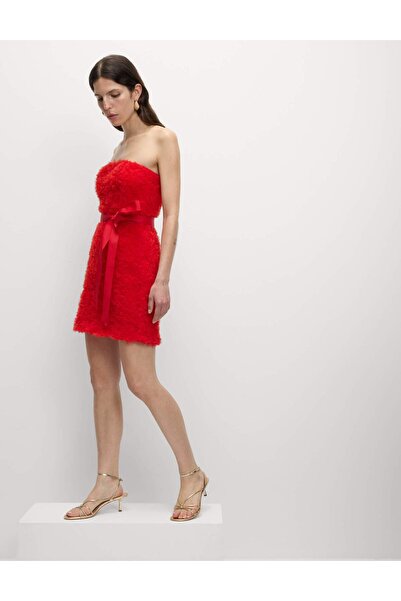 Marks & Spencer Dokulu Fiyonk Detaylı Mini Elbise