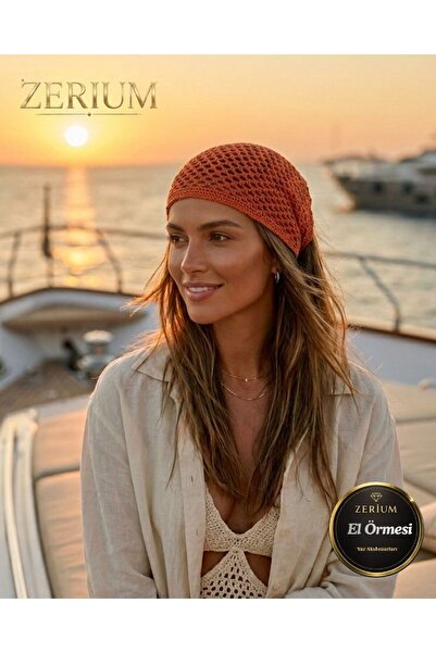 ZERİUM Handmade Women's Knitted Bohemian Mesh Summer Bandana Tile
