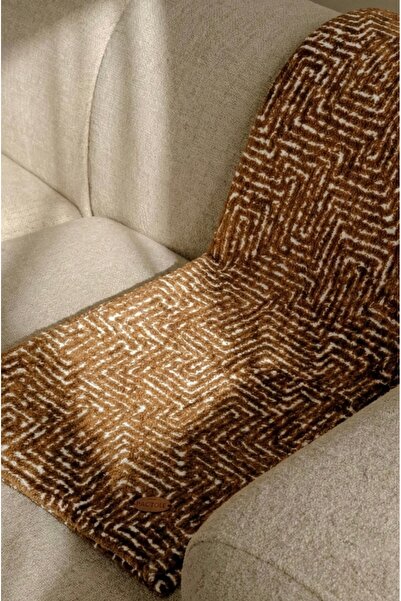 Maison Pactole Karamel Rengi Desenli 125x135 cm Koltuk Şalı
