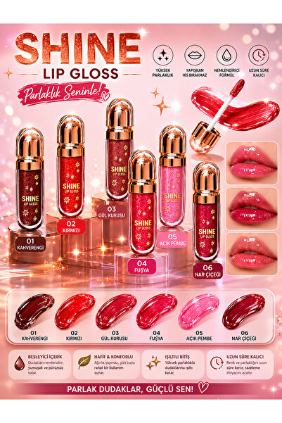 SETBEAUTY Simli Renkli Dudak Parlatıcı - 6'lı Shine Lip Gloss