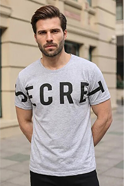 Madmext Printed Gray T-Shirt 3034