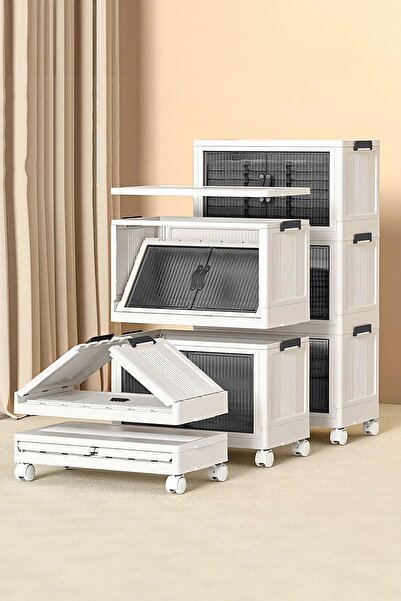 Kitchen Life 4'lü Portatif Istiflenebilir Tekerlekli Organizer Dolap Plastik ...